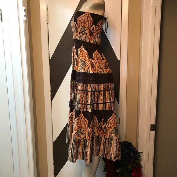 She,s cool brown multi midi 100% cotton dress. - Picture 6 of 8